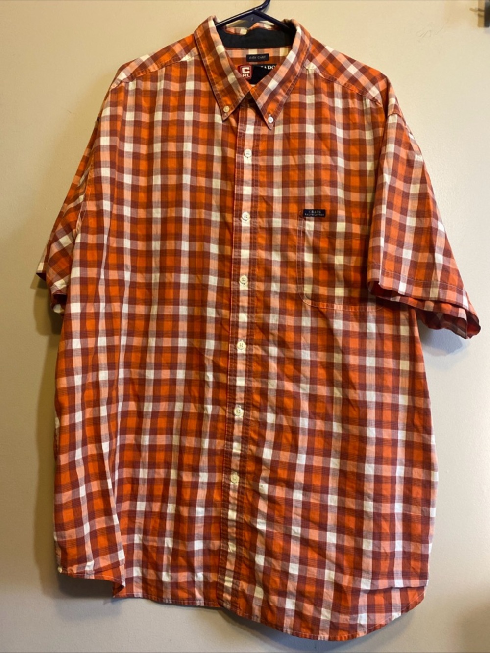Chaps Ralph Lauren Button Down Short Sleeve Shirt Easy Care Men’s XXL Plaid